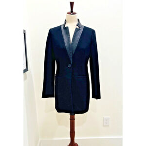 BCBGMAXAZRIA Women's Blazer Tuxedo Suit Jacket With Leather Details Size XS